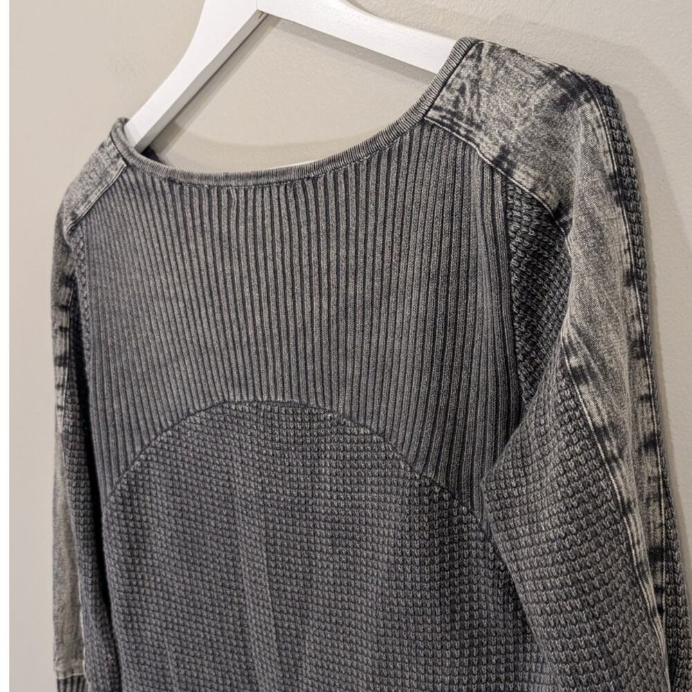 PBJ Blues Gray Waffle Knit Tunic Shirt High Lo Grunge Y2K Slouchy Boho - Size M - Picture 4 of 7